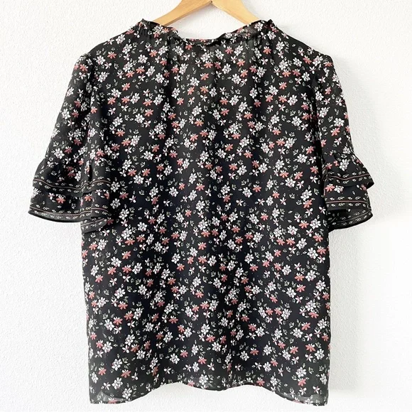 Max Studio Black Floral Blouse - Picture 7 of 8